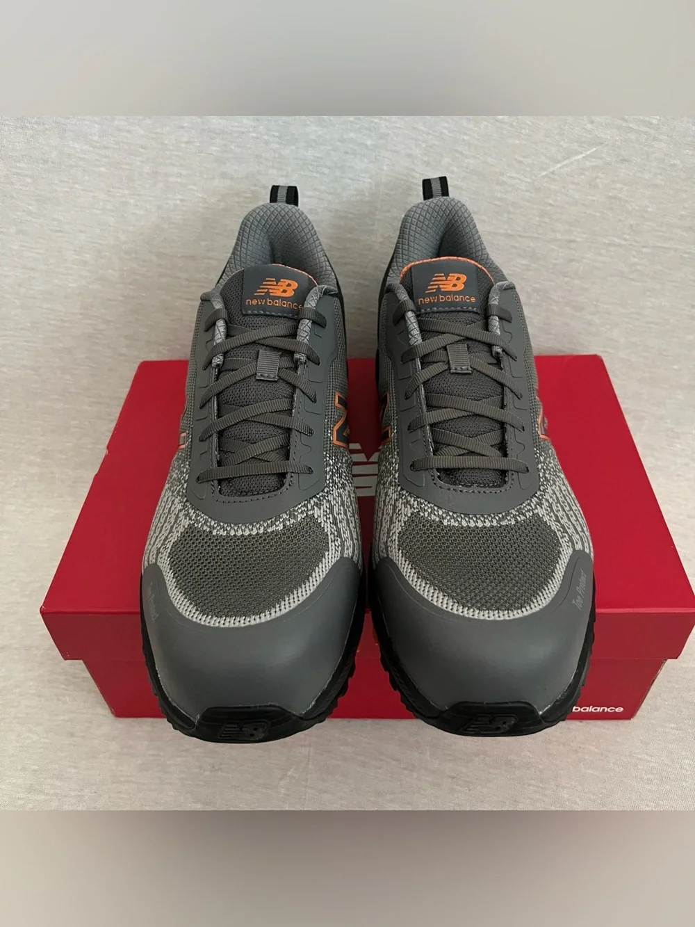 New Balance Industrial Speedware Gray & Orange Safety Toe Work Sneakers